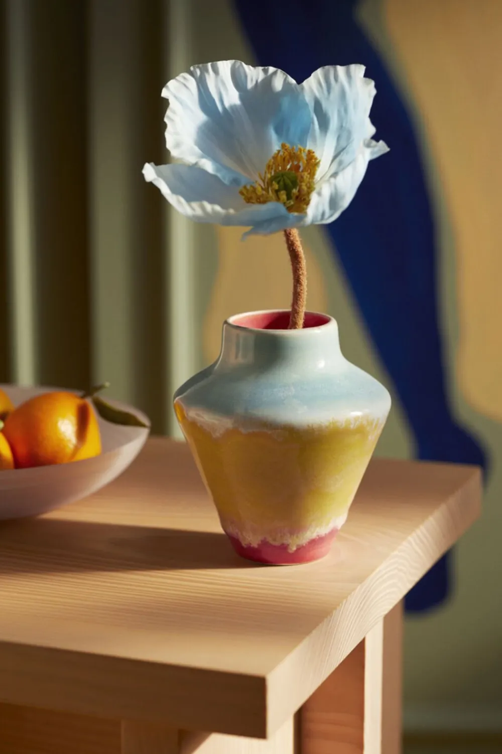 Poppery Vase H12 cm pink/mint/gul>Kähler New