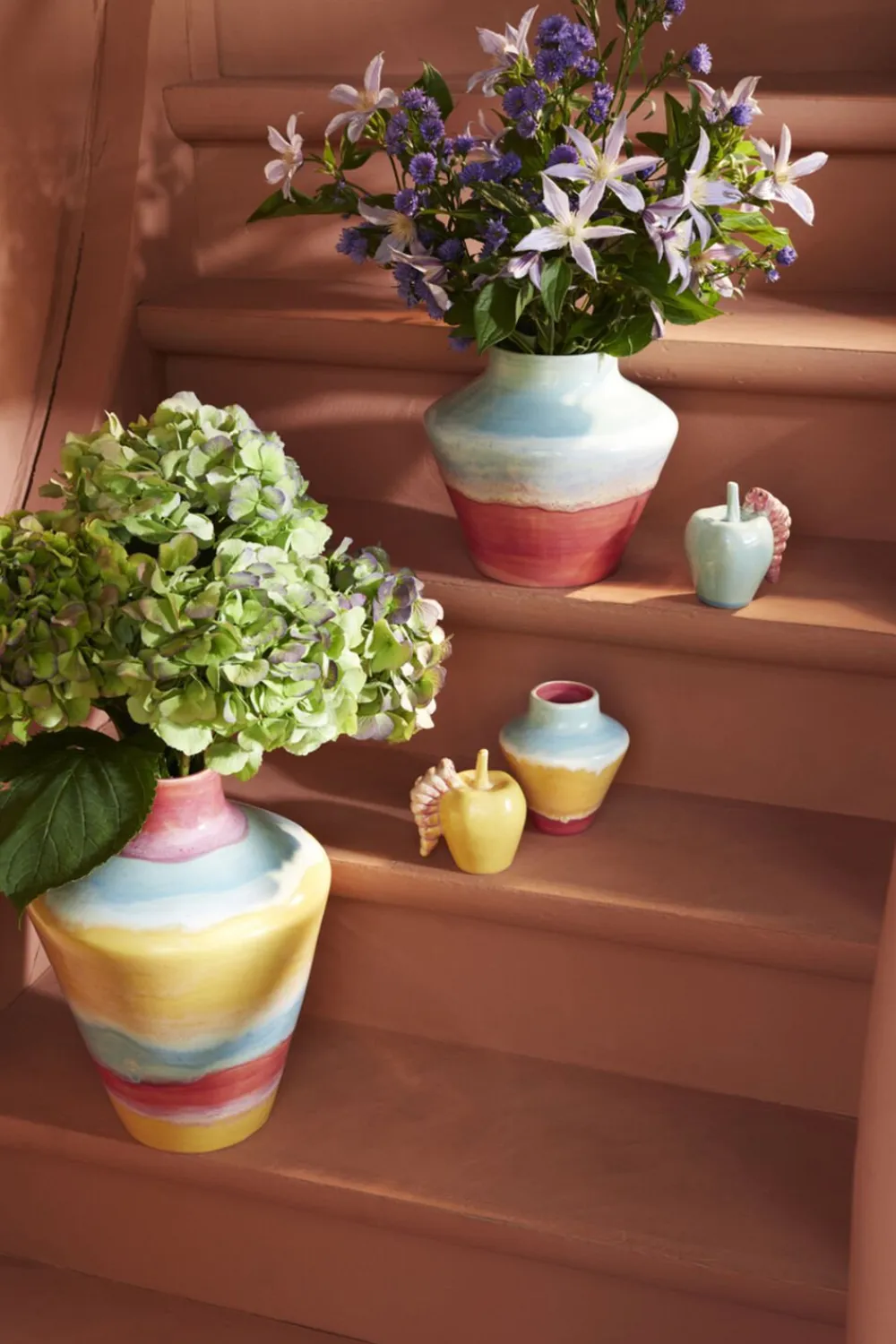 Poppery Vase H12 cm pink/mint/gul>Kähler New