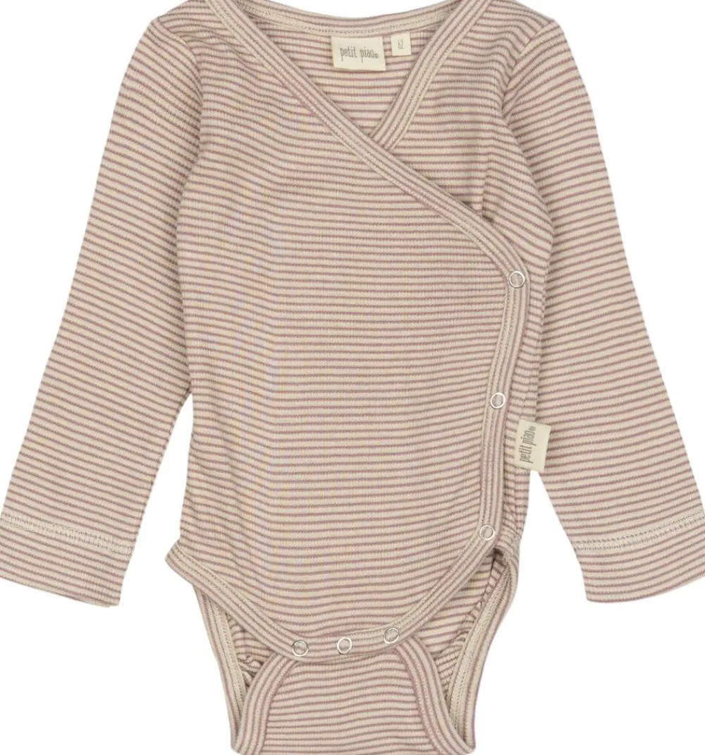 PETIT PIAO PPDian Body L/S fold over stripe NB NOOS Nostalgic rose/da New