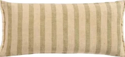 Ib Laursen Pude natur/støvgrønne striber Discount