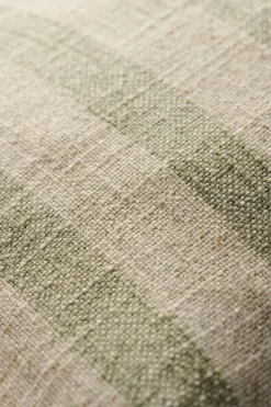 Ib Laursen Pude natur/støvgrønne striber Discount