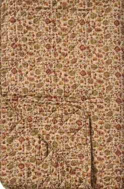 Ib Laursen Quilt brun m/røde, orange og grå blomsterranker Best