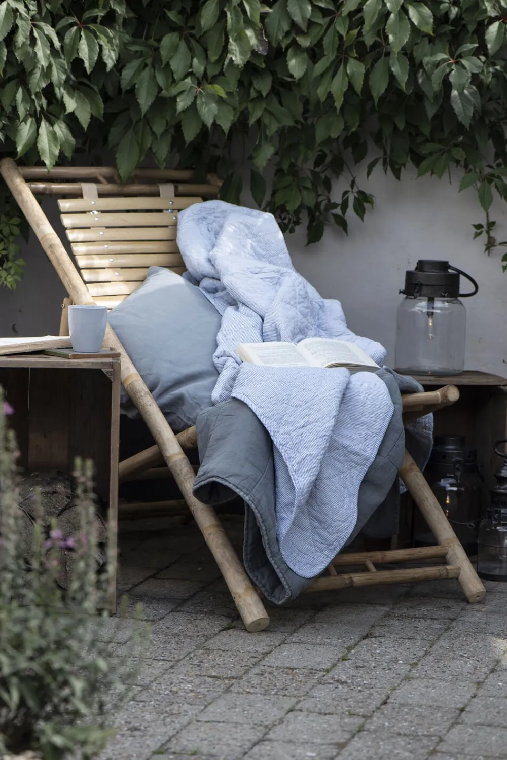 Ib Laursen Quilt mælkedrengestriber Hvid/lysblå New