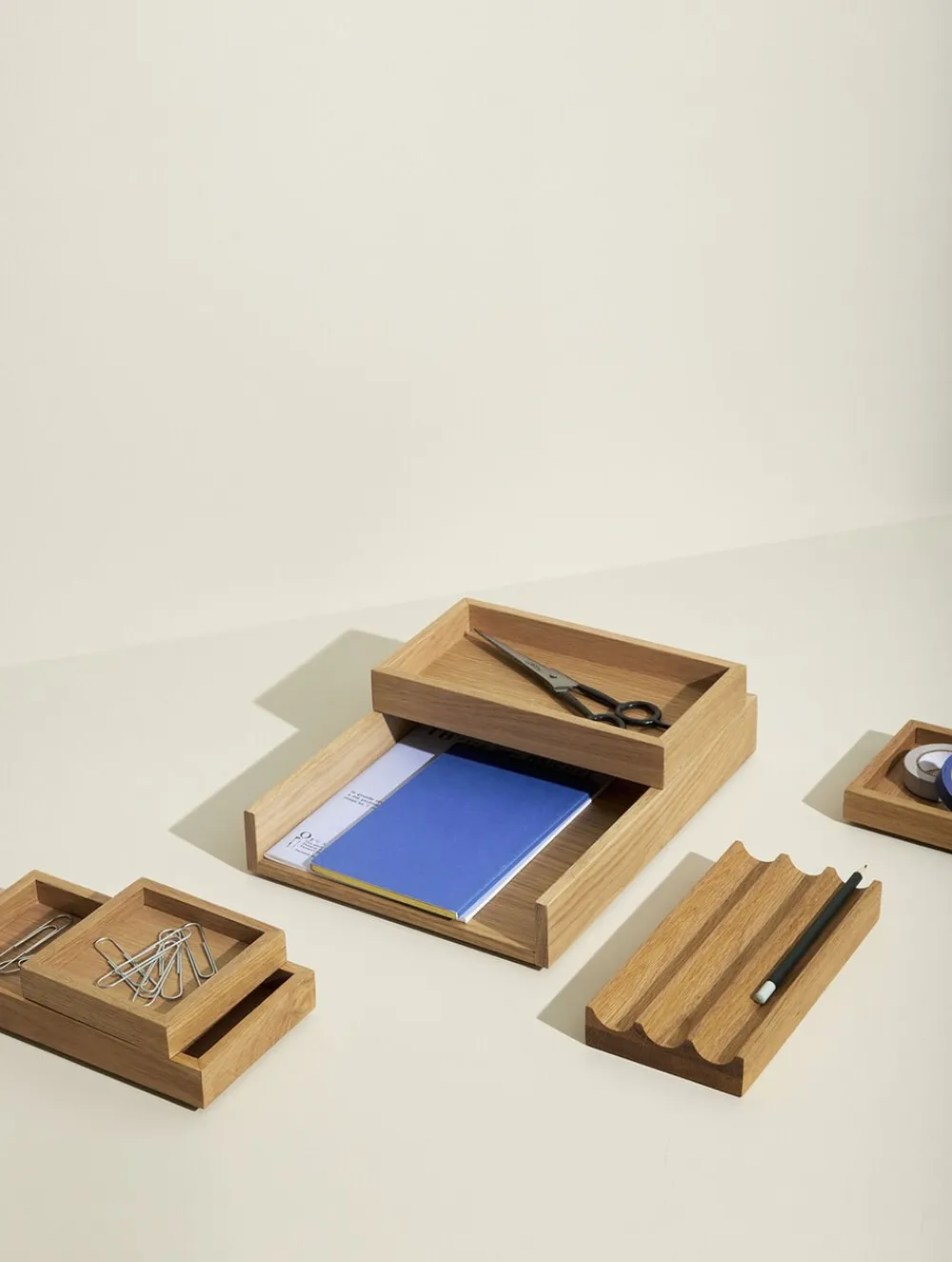 Hübsch Rail Desk Organiser Natural set of 2