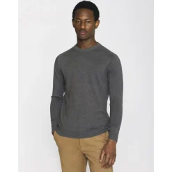 Knowledge Cotton Apparel Regular merino knit crew neck - RWS Grå