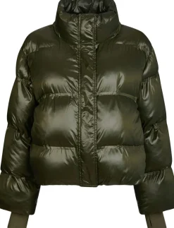 Neo Noir Rhea Shiny Puffer Jacket Olive