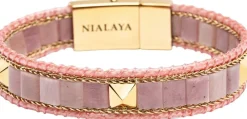 Rhodonite Stud Bracelet>Nialaya Online