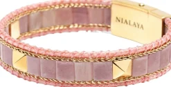 Rhodonite Stud Bracelet><noscript><img width=