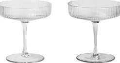 Ripple Champagne Saucers - Set of 2 - Clear>Ferm Living Hot