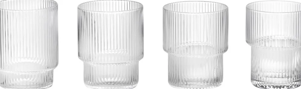 Ferm Living Ripple Glasses - Set of 4 - Clear