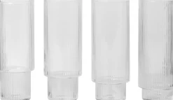 Ferm Living Ripple Long Drink Glasses - Set of 4 - Clear Online