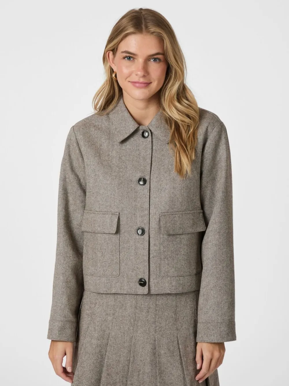 Romana Herringbone Jacket>Neo Noir Hot