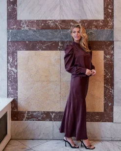 Neo Noir Rosslyn Heavy Sateen Blouse Burgundy Best