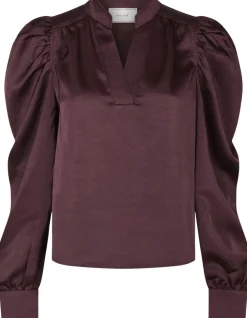 Neo Noir Rosslyn Heavy Sateen Blouse Burgundy Best