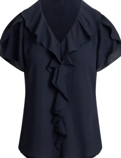 Ruffle-Trim Georgette Blouse><noscript><img width=