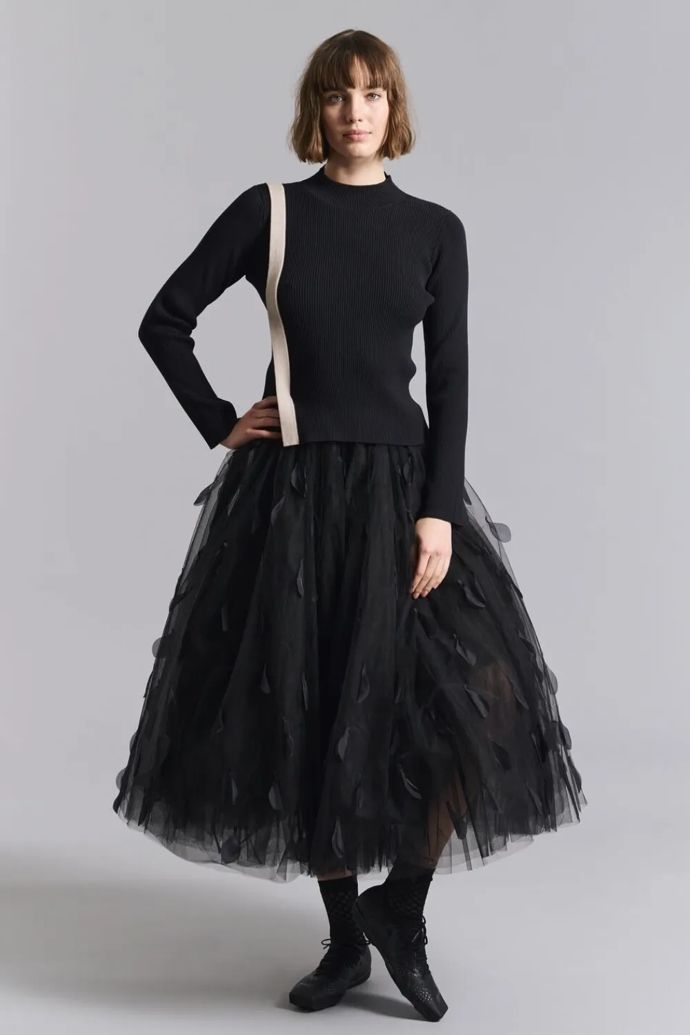 Bitte Kai Rand Saku bluse med slids Black/ivory twist Sale