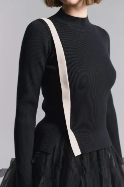 Bitte Kai Rand Saku bluse med slids Black/ivory twist Sale