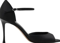 MANGO Satin high-heeled sandal Black Outlet