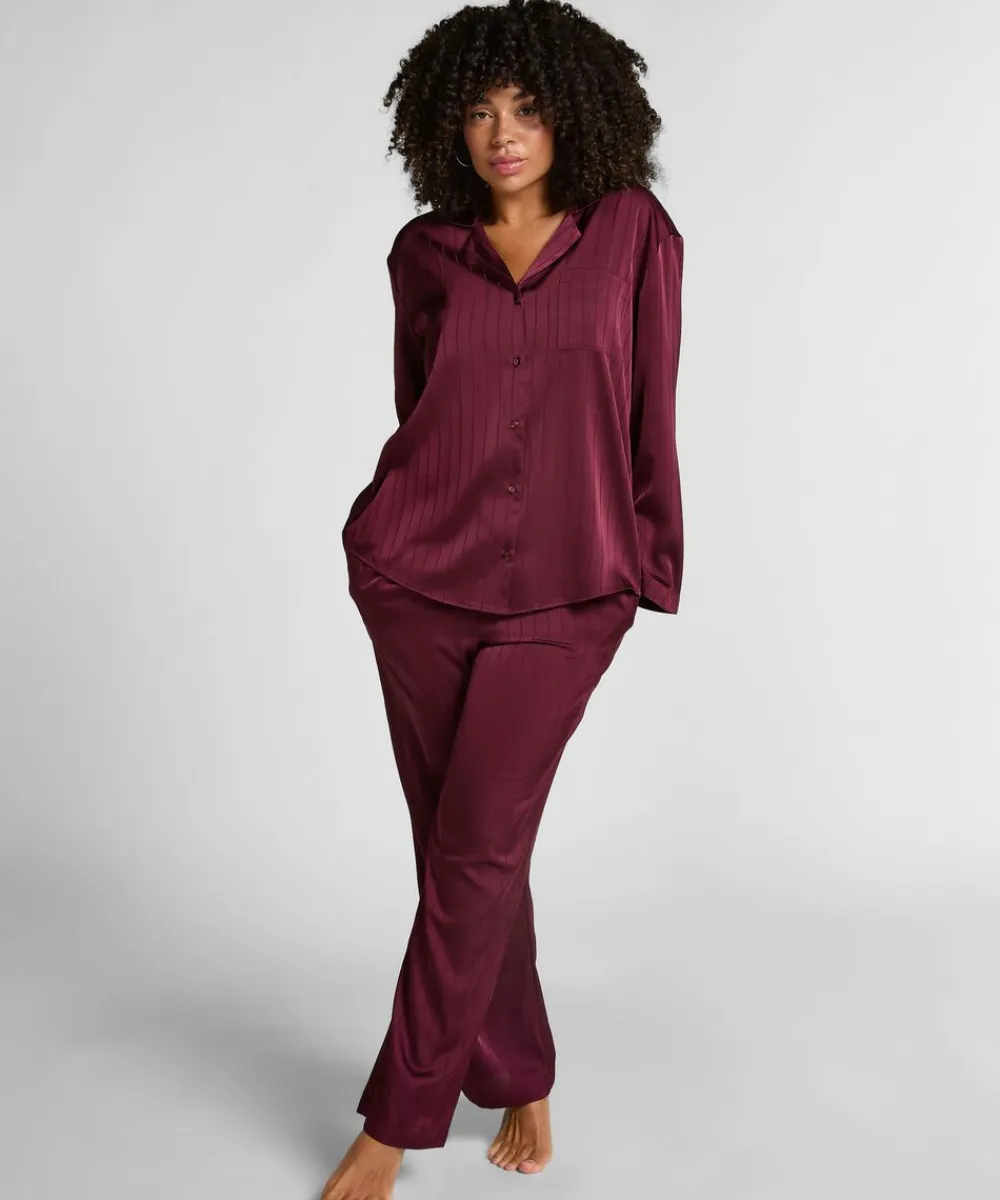 Hunkemöller Satin Pinstripe Trousers Purple Outlet