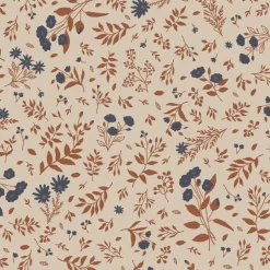 Ib Laursen Serviet blomstermotiv i blå og teglfarver Best