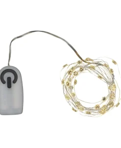 Sirius Silke miniblomst lyskæde 40L m/ timer, Klar/sølv