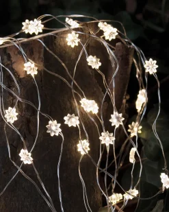 Sirius Silke miniblomst lyskæde 40L m/ timer, Klar/sølv