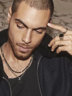 Necklace with Square Matte Onyx Pendant><noscript><img width=