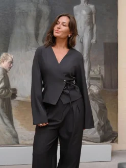 Neo Noir Simmi Eyelet Blouse Dark grey Outlet