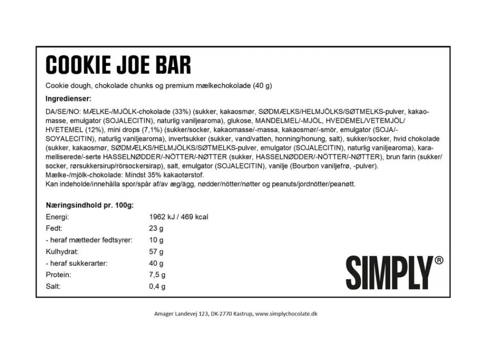 Simply Chocolate Simply® COOKIE JOE chokoladebar (40g)