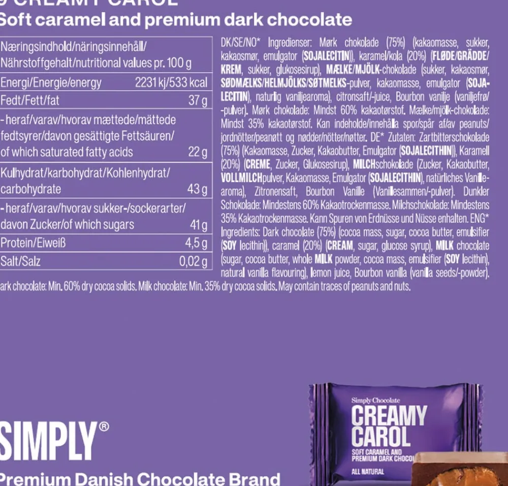 Simply® CREAMY CAROL chokoladeæske (90g)>Simply Chocolate New
