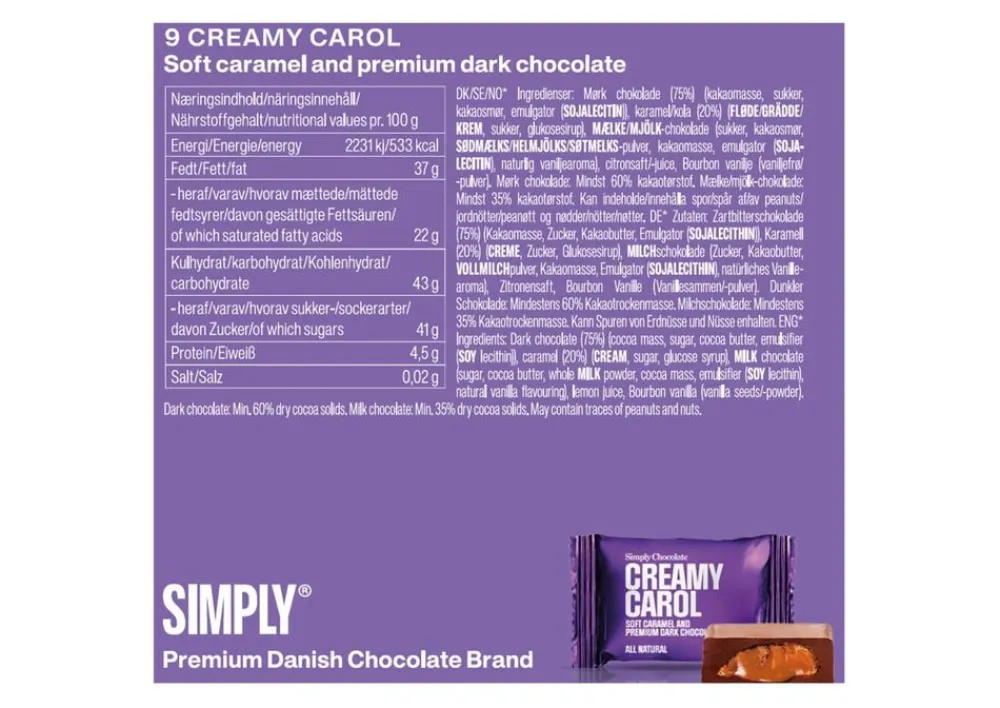 Simply® CREAMY CAROL chokoladeæske (90g)>Simply Chocolate New
