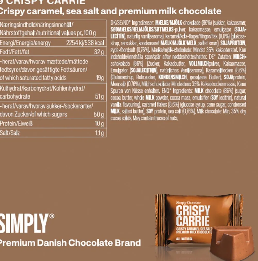 Simply Chocolate Simply® CRISPY CARRIE chokoladeæske (90g)
