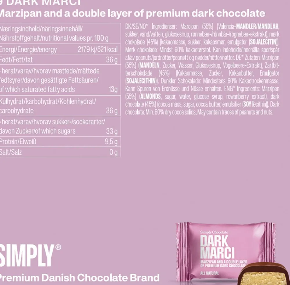 Simply Chocolate Simply® DARK MARCI chokoladeæske (90g)