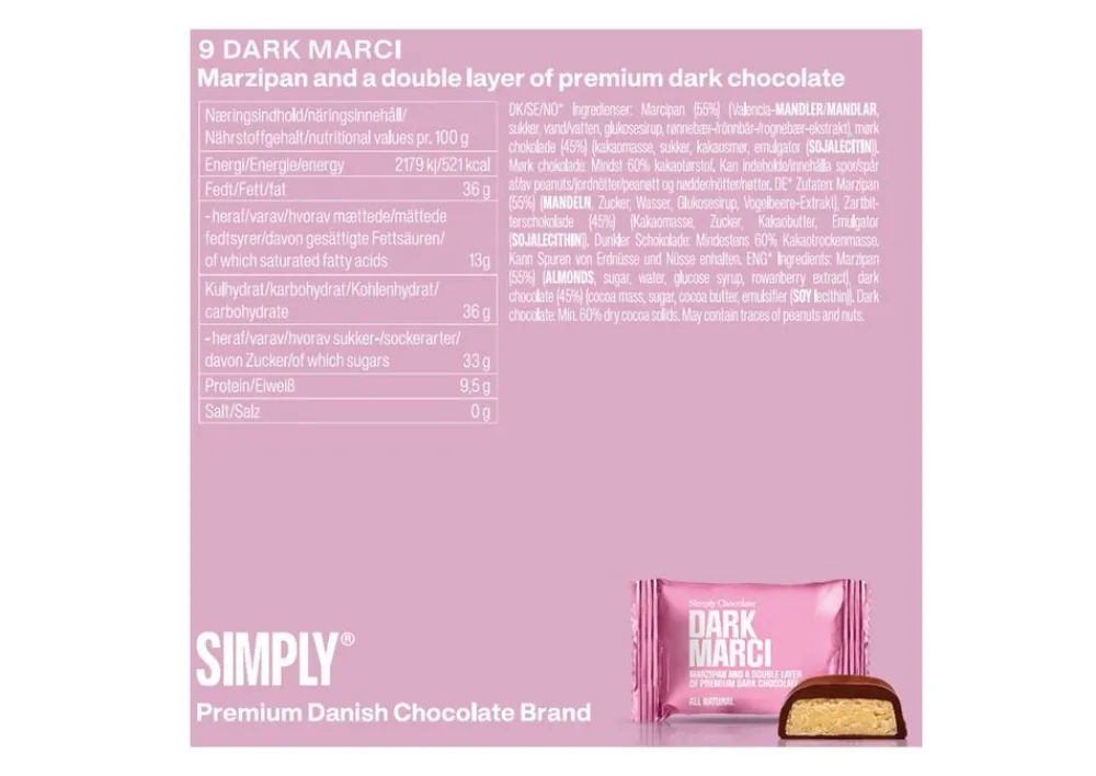 Simply Chocolate Simply® DARK MARCI chokoladeæske (90g)