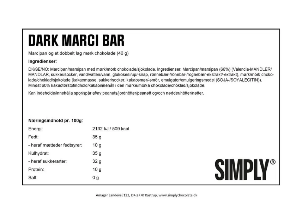 Simply Chocolate Simply® DARK MARCI chokoladebar (40g) Discount