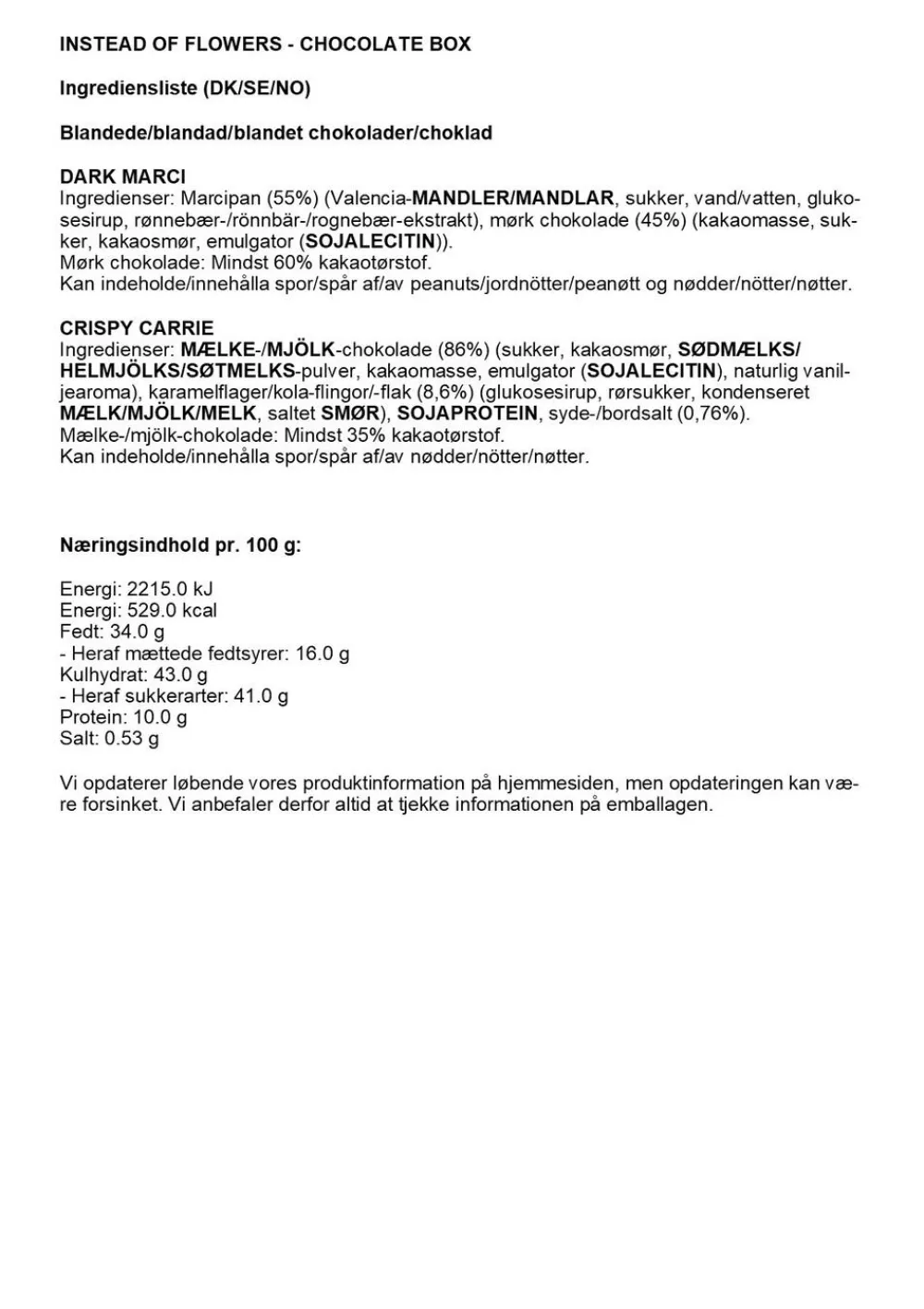 Simply® INSTEAD OF FLOWERS chokoladeæske (180g)>Simply Chocolate New