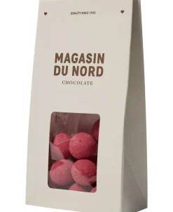 Æske, Lakridsdragé m/ hvid chokolade, rabarber & hindbær 100>Magasin Chokolade