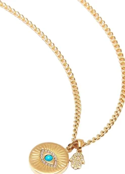 Nialaya Skyfall Evil Eye and Hamsa Hand Necklace Gold Online