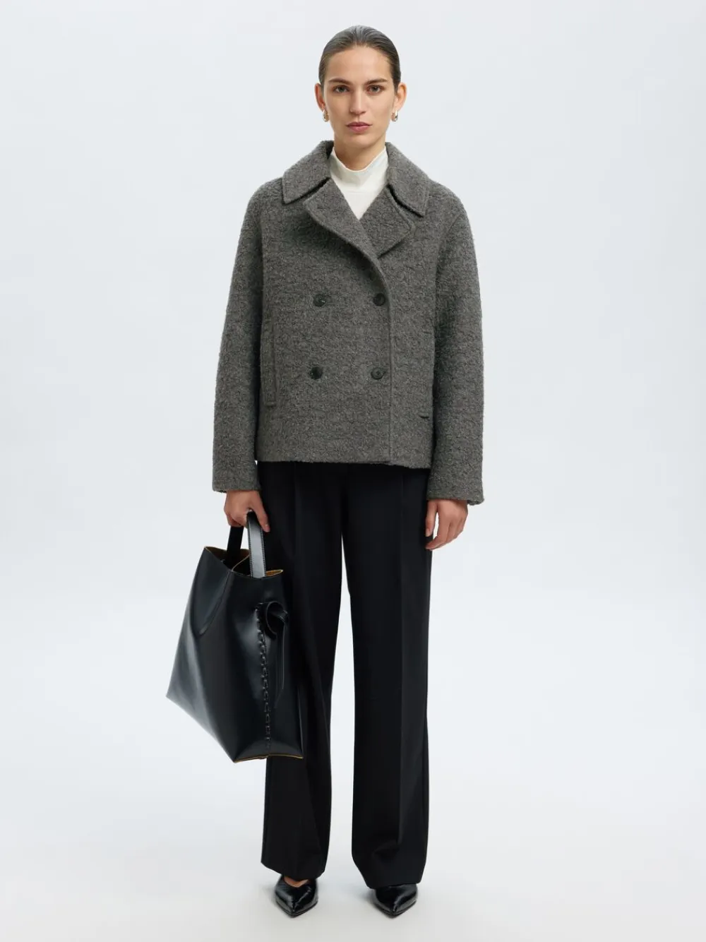 Selected SLFALMA BOUCLE WOOL BLEND JACKET NO Grå Online