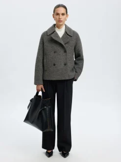 Selected SLFALMA BOUCLE WOOL BLEND JACKET NO Grå Online