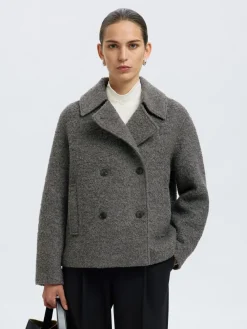 Selected SLFALMA BOUCLE WOOL BLEND JACKET NO Grå Online