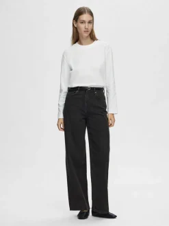 Selected SLFESSENTIAL LS BOXY TEE NOOS Hvid Clearance