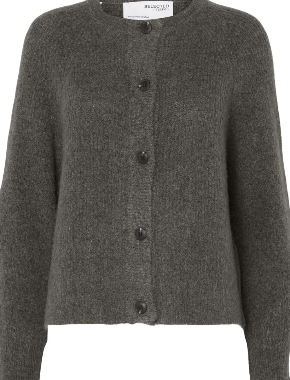 Selected SLFLULU LS ALPACA BLEND KNIT SHORT CARDIGAN B NO Grå Hot