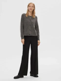 Selected SLFLULU LS ALPACA BLEND KNIT SHORT CARDIGAN B NO Grå Hot