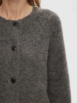 Selected SLFLULU LS ALPACA BLEND KNIT SHORT CARDIGAN B NO Grå Hot