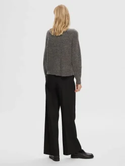 Selected SLFLULU LS ALPACA BLEND KNIT SHORT CARDIGAN B NO Grå Hot