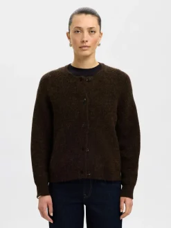 Dame Selected SLFRENA LS KNIT CARDIGAN CAMP