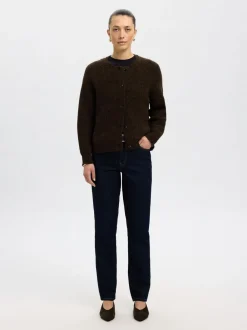 Dame Selected SLFRENA LS KNIT CARDIGAN CAMP