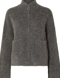 Dame Selected SLFSIA RAS LS ALPACA BLEND KNIT ZIPPER CARDIGAN