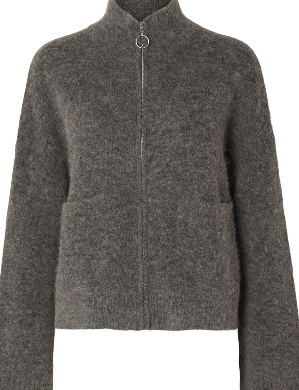 Dame Selected SLFSIA RAS LS ALPACA BLEND KNIT ZIPPER CARDIGAN